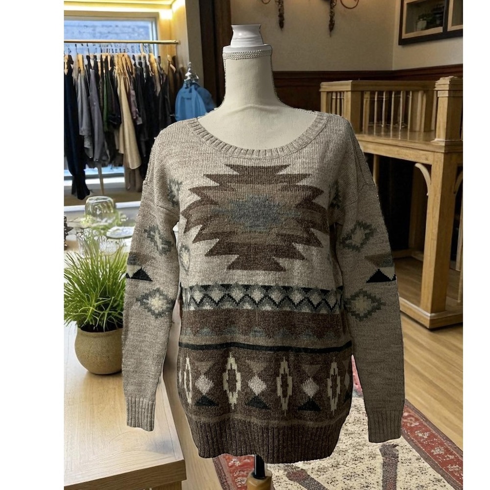 American Eagle Outfitters Southwestern Aztec Cotton Knit Sweater